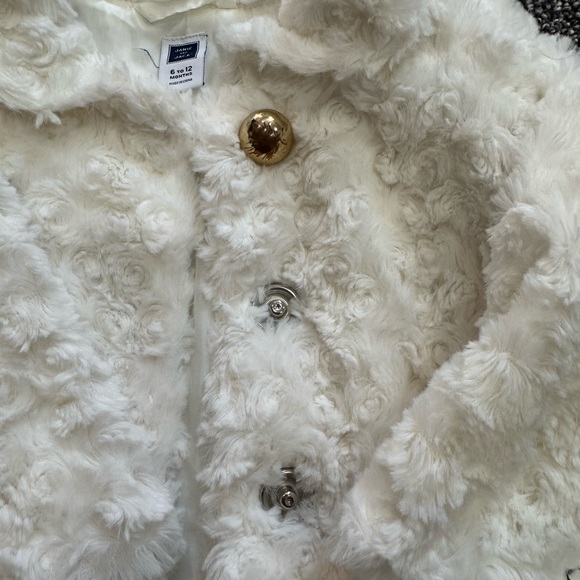 Janie & Jack Coat Infant Girls 6-12 Months Faux Fur Topper Snap Closure Jacket - Picture 3 of 5
